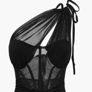 Mesh One Shoulder Corset